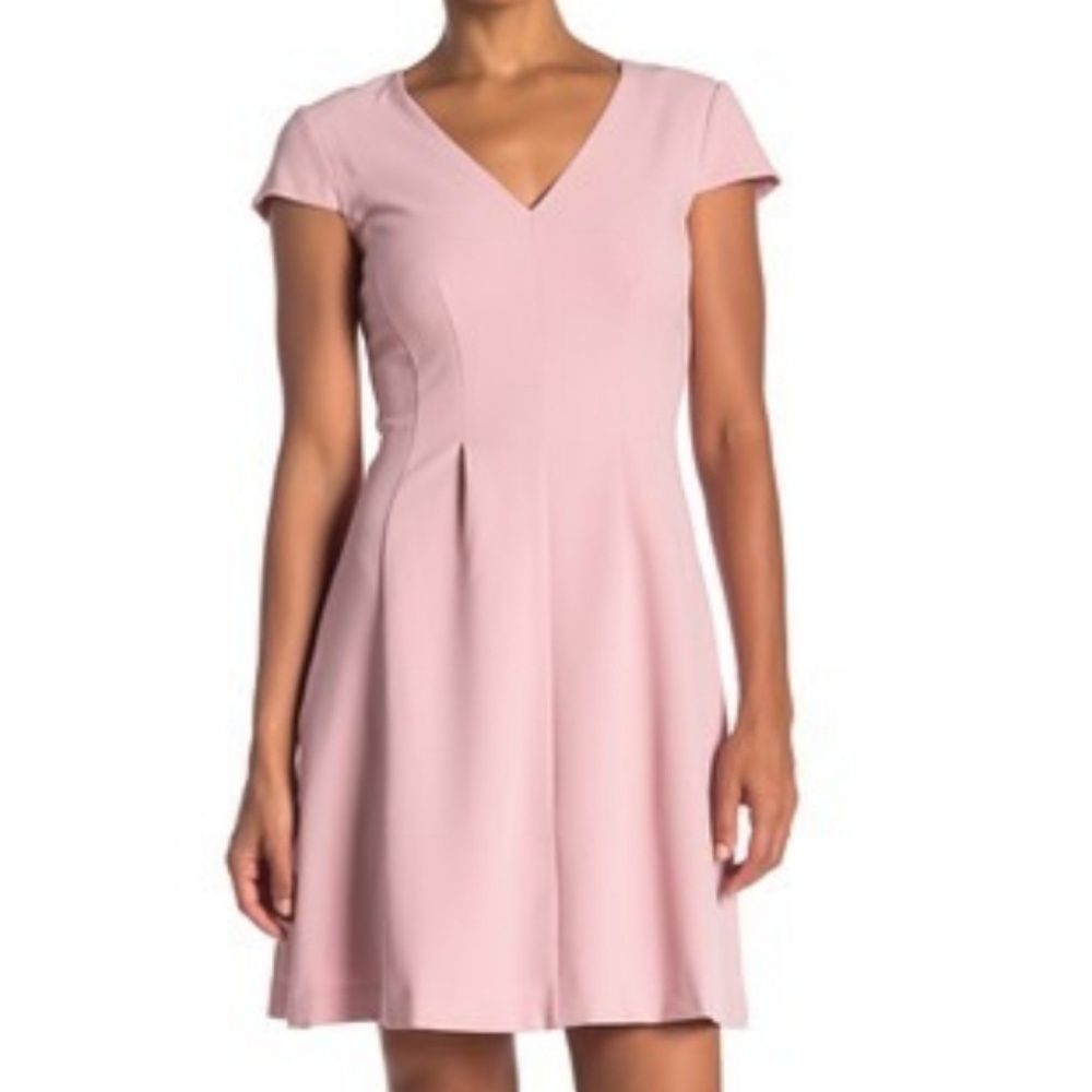 Eliza J V-Neck Fit and Flare Pink Mini Dress NWT - Picture 2 of 8